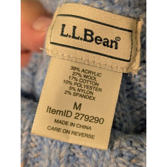 L.L. Bean Wool Blend Fair Isle Cowl Neck Sweater Nordic Apres Ski Size M - Picture 2 of 5
